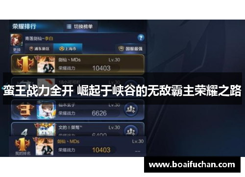 蛮王战力全开 崛起于峡谷的无敌霸主荣耀之路